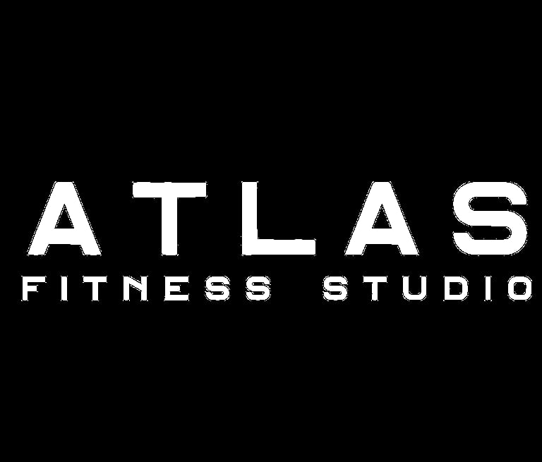 Atlas Fitness Studio logo in white text on black background